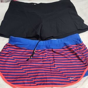 Nike Black and Blue-Red Striped Shorts Set